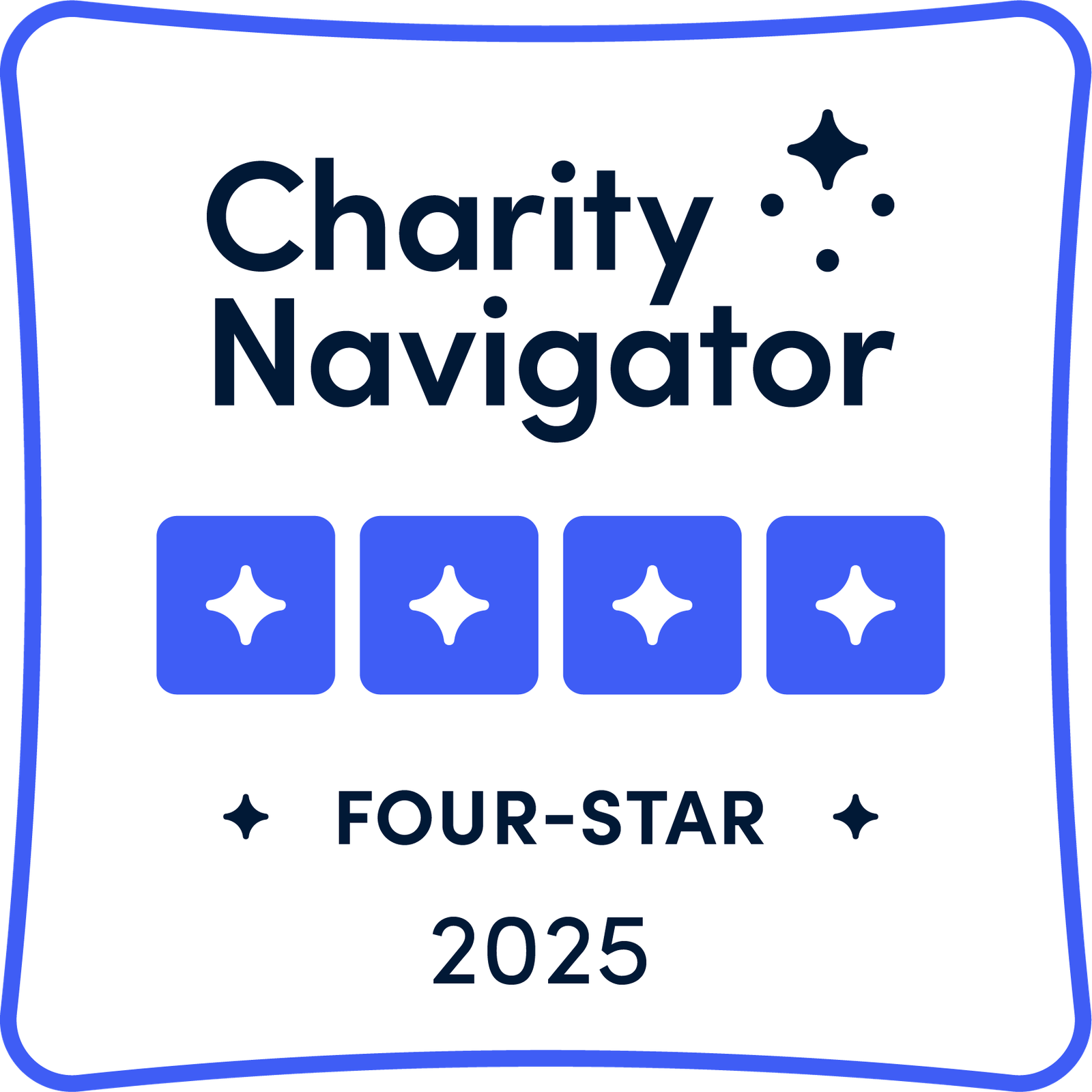 Charity Navigator with 4 blue stars Four-Star 2025