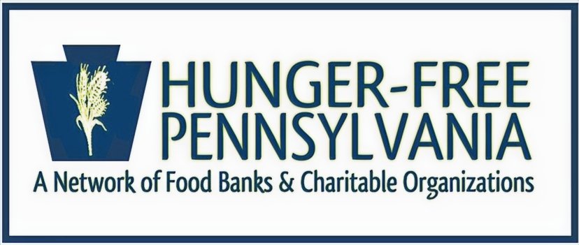 Square with a keystone with wheat in the center and the words Hunger-Free Pennsylvania A Network of Food Banks & Charitable Organizations